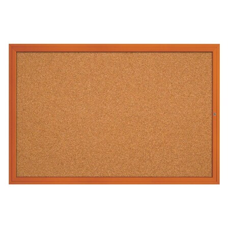 United Visual Products Hinge-less Radius Corkboard, 24"x36", Black Alum Frame/Apricot UVEB2436R-BLACK-APRICOT